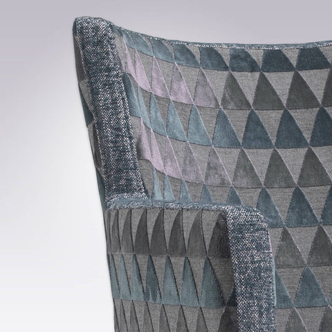 Julianna grey and Blue patterned Armchair with  Curved Back 