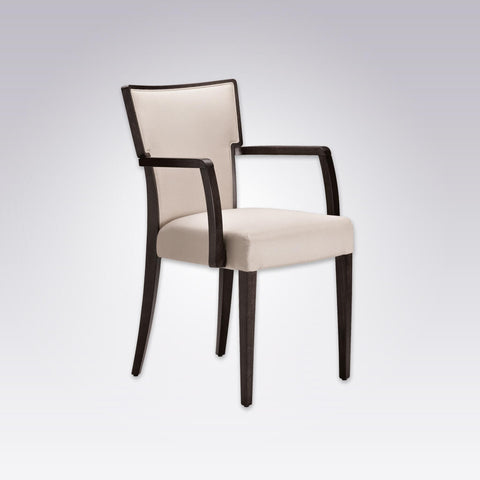 Alaska Cream Upholstered Armchair Hammer Back Design with Show Wood Edging and Arms 
