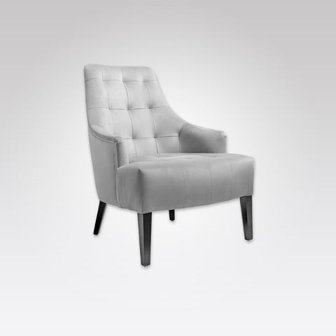 Annabelle Deep Quilted Grey Leather Lounge Chair with Inset Sweeping Arms and Deep Seat pad 1019 LC1