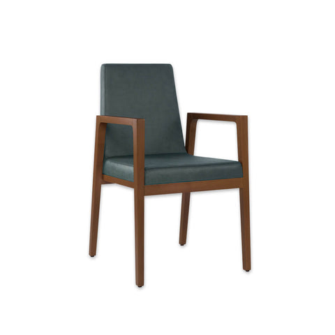 Arisa Turquoise Armchair with Angular Show Wood Frame 