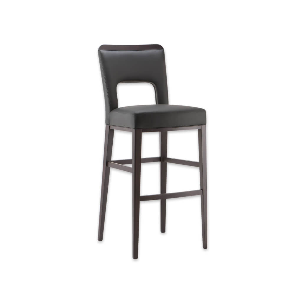 Austin charcoal  grey faux leather bar stools with backrest cut out detail - Designers Image