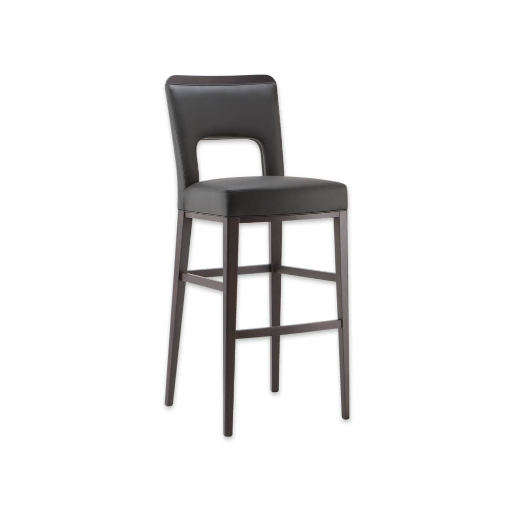 Austin charcoal grey faux leather bar stools with backrest cut out detail - Designers Image