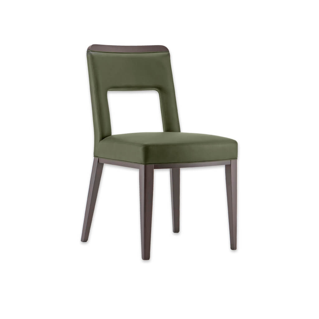 Austin Retro Fully Upholstered Green Leather Dining Chair with Cut out Back Detail 3059 RC1 - Designers Image