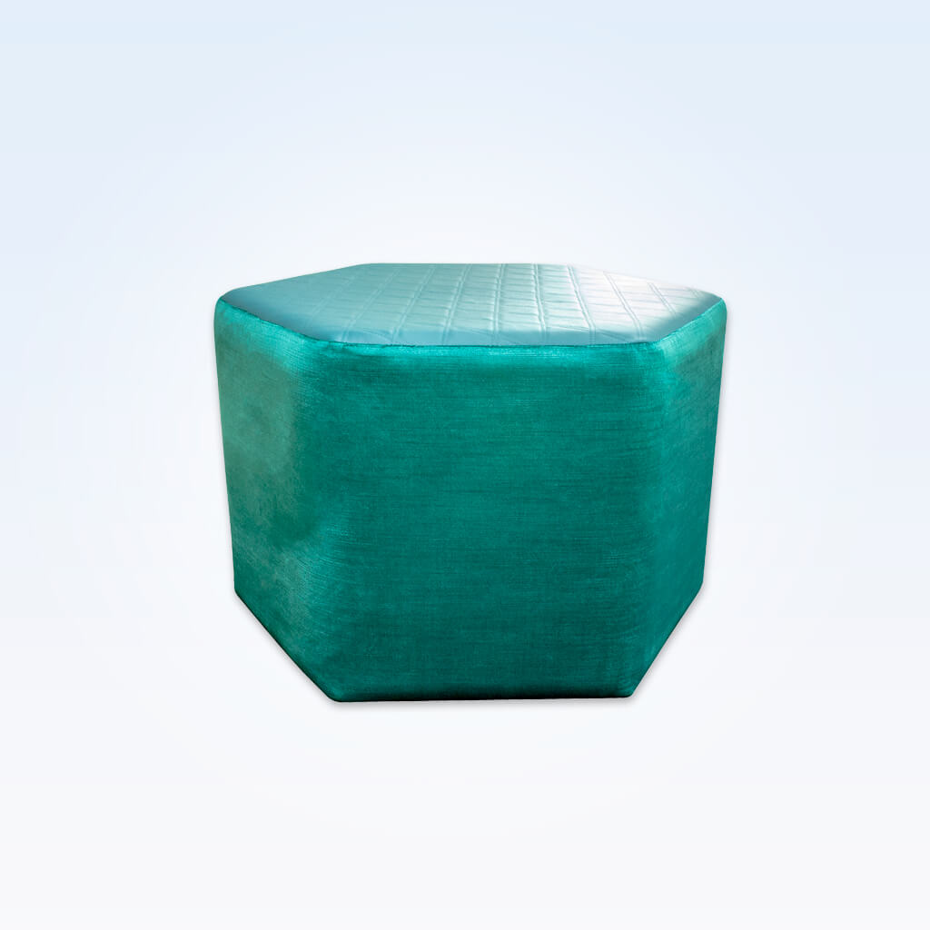 Bardot hexagonal turquoise ottoman with embossed top 