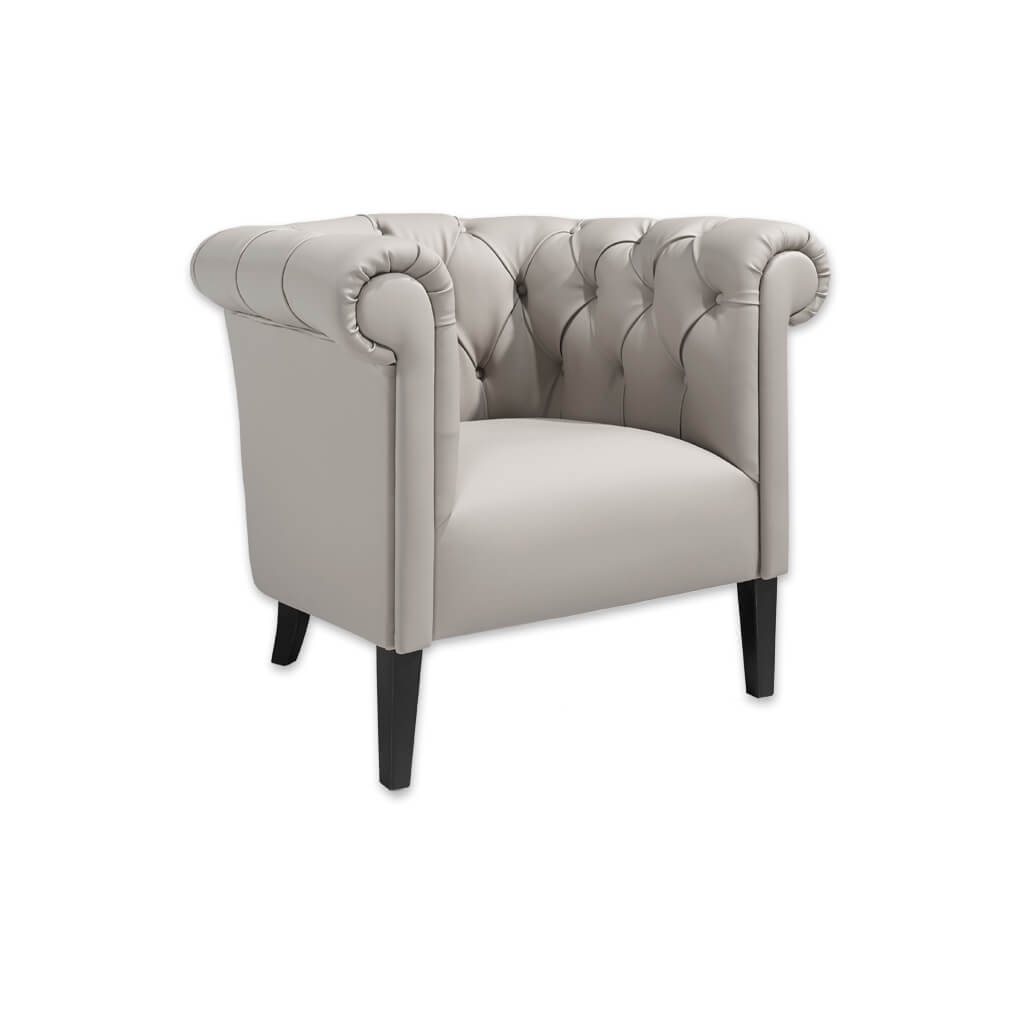 Burnell Deep Buttoned Upholstered Modern taupe Lounge Chair with High Scroll Arms - Designers Image