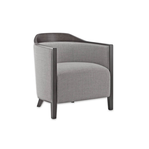 Caesar Charcoal Grey  Lounge Chair with Show Wood Curves and Grab Handle with Deep Padded Seat 1006 LC1