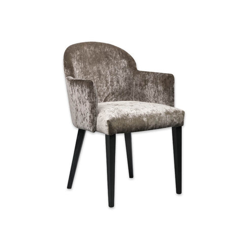 Candi Full Upholstered Brown Velvet Armchair with Round Back