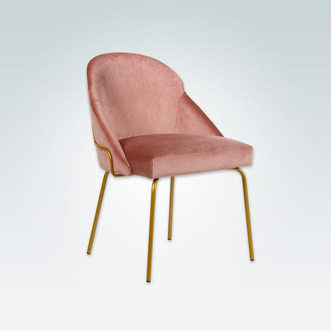 Candi Tube Pink Dining Chair with Scoop Back and Metal Frame 3067 RC2