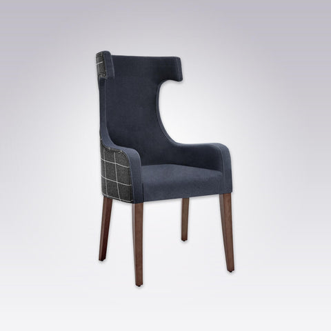 Capture Dark Blue Armchair with Curved Arms and Hammer Head Back