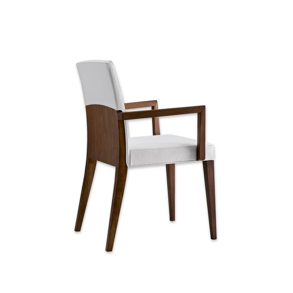 Charme Brown Wooden Armchair with Fully Upholstered White Seat Pad and Show Wood Frame - Designers Image