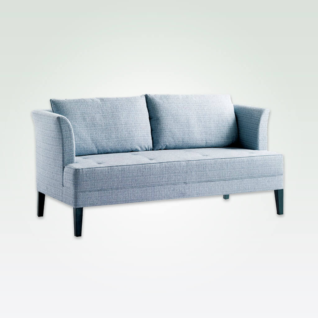 Chelsea light blue fabric sofa with removable cushions to the back and deep padded seat 