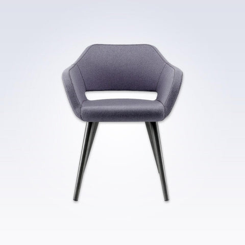 Ciro Grey Tub Chair With Conical Legs Sloping Armrests and Back Cut Out Detail