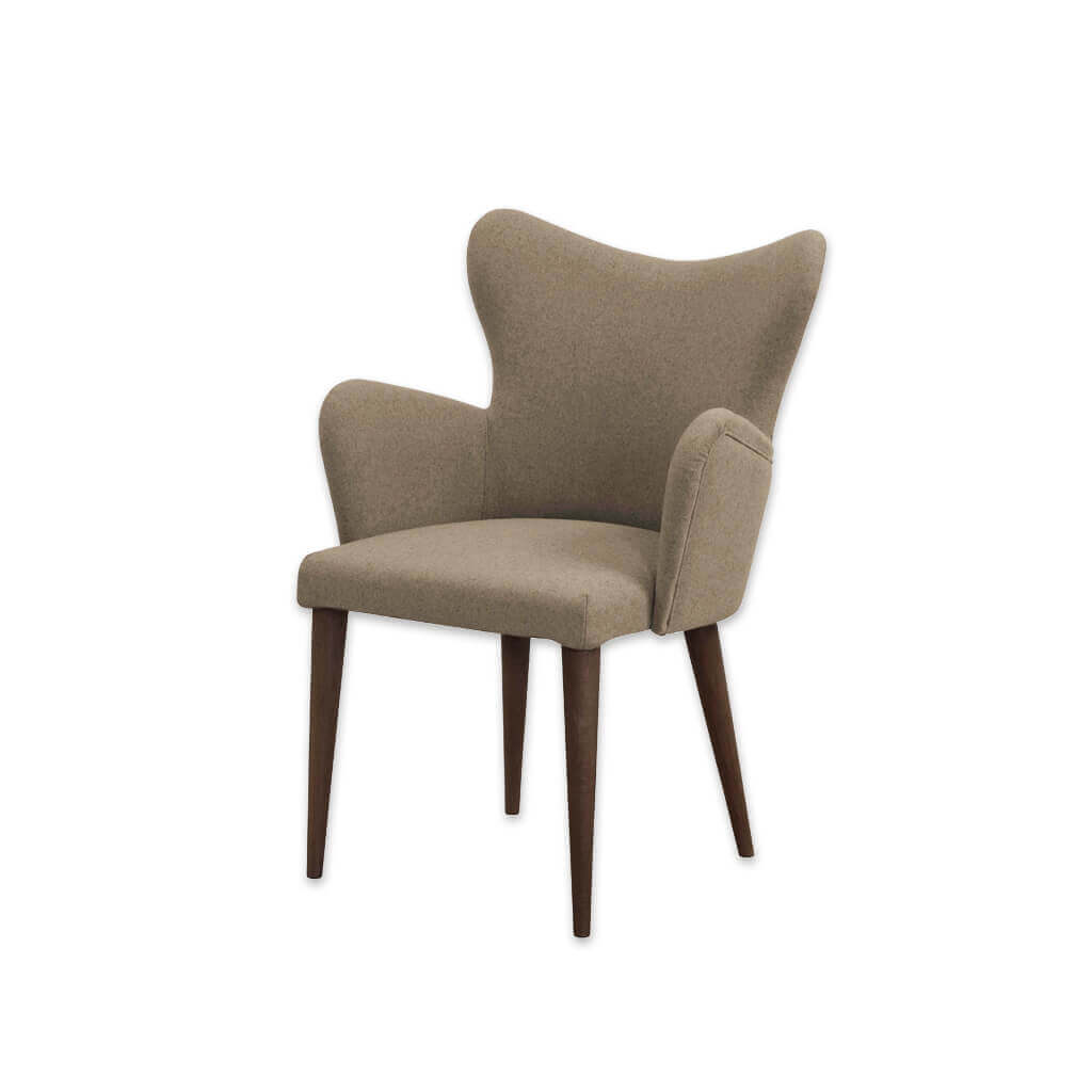 Cleo Beige Wingback Chair with Fully Upholstered Rounded Arms and Conical  - Designers Image
