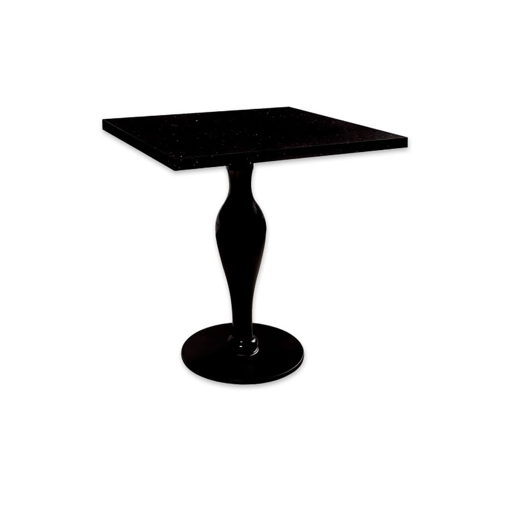 Click black gloss bar table with case like pedestal and square top - Designers Image