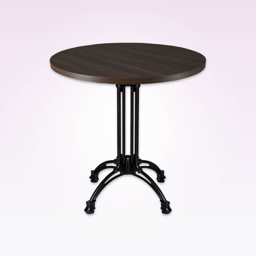 Industrial style black circle dining table with metal base