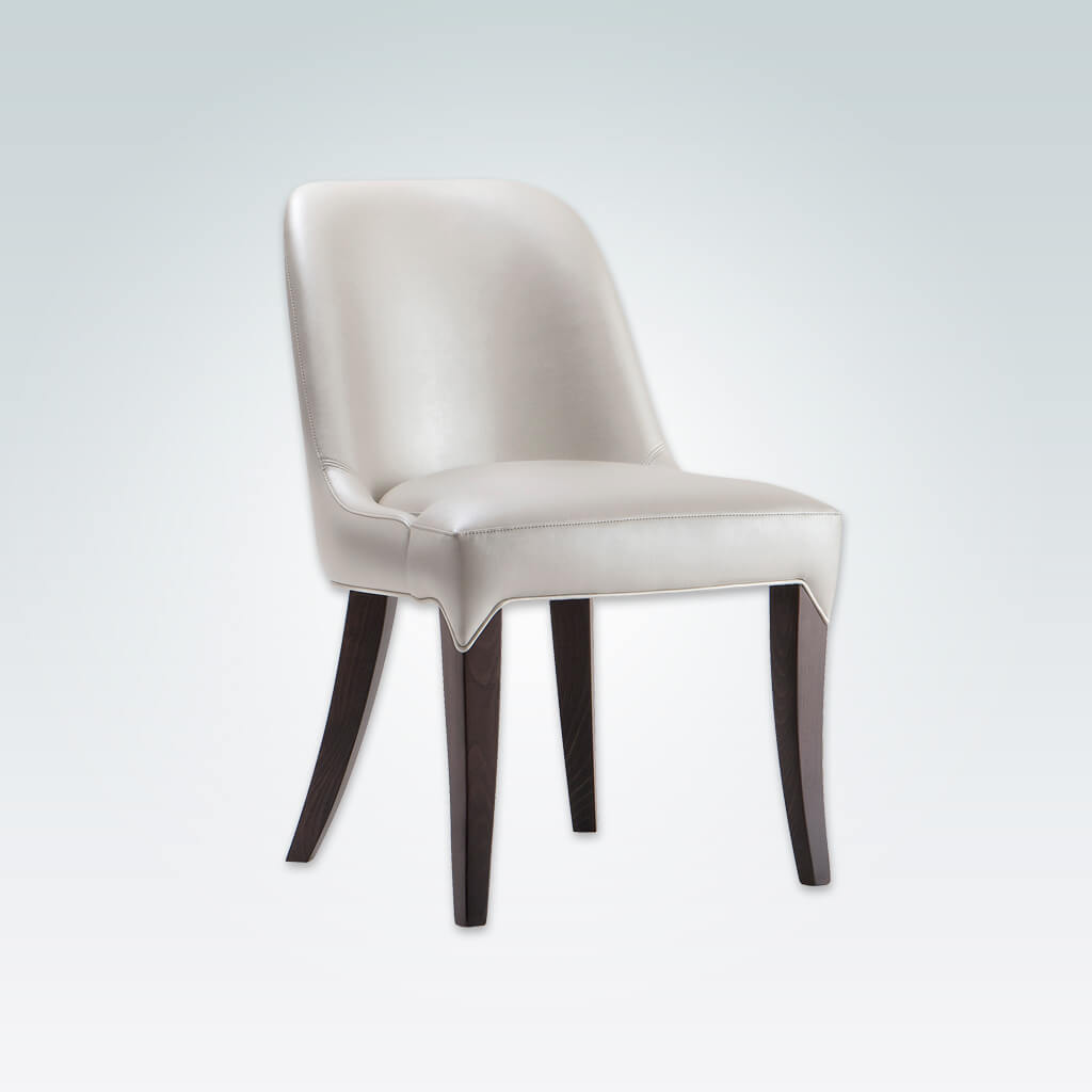 Daphne Curved Back Dining Chair Cream Faux Leather with Extended Upholstery Detail over the Legs 3009 RC1