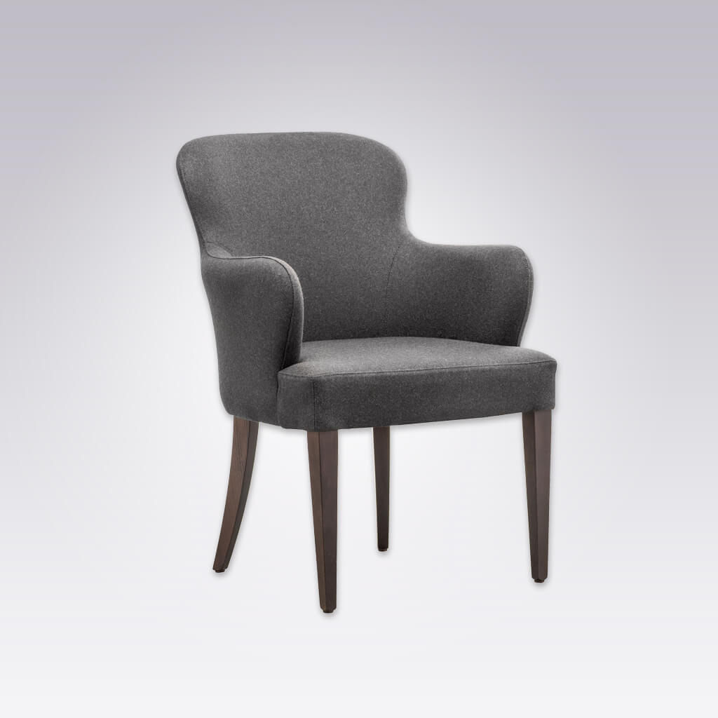 Evelyne Armless Dark Grey Armchair with Curved Back