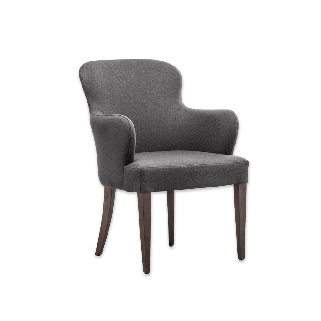Evelyne Armless Dark Grey Armchair with Curved Back - Designers Image