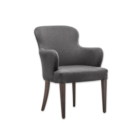 Evelyne Armless Dark Grey Armchair with Curved Back