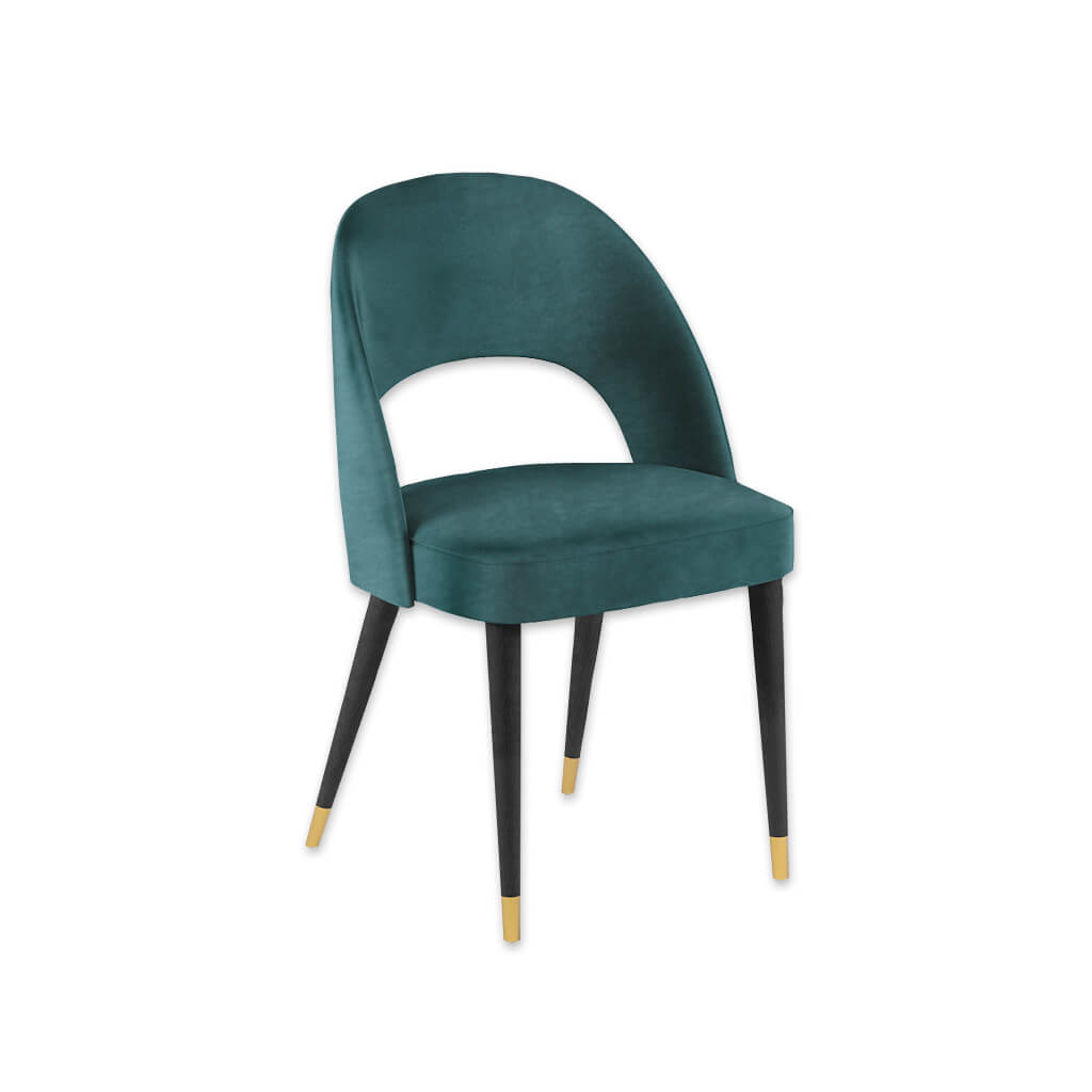 Forbes Green Fabric Back Dining Chair with Curved Back and Brass Slipper Cups 3082 RC1 - Designers Image
