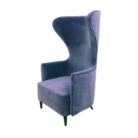 Gabriella purple accent chair with high curved backrest and deep padded cushion