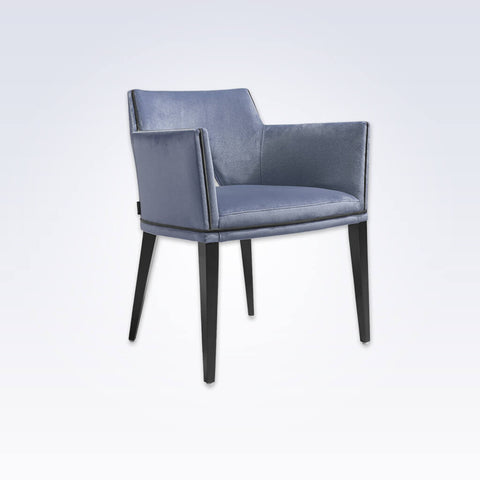 Jade Fully Upholstered Blue Velvet Tub Chair With Angular Design and Cutout Backrest