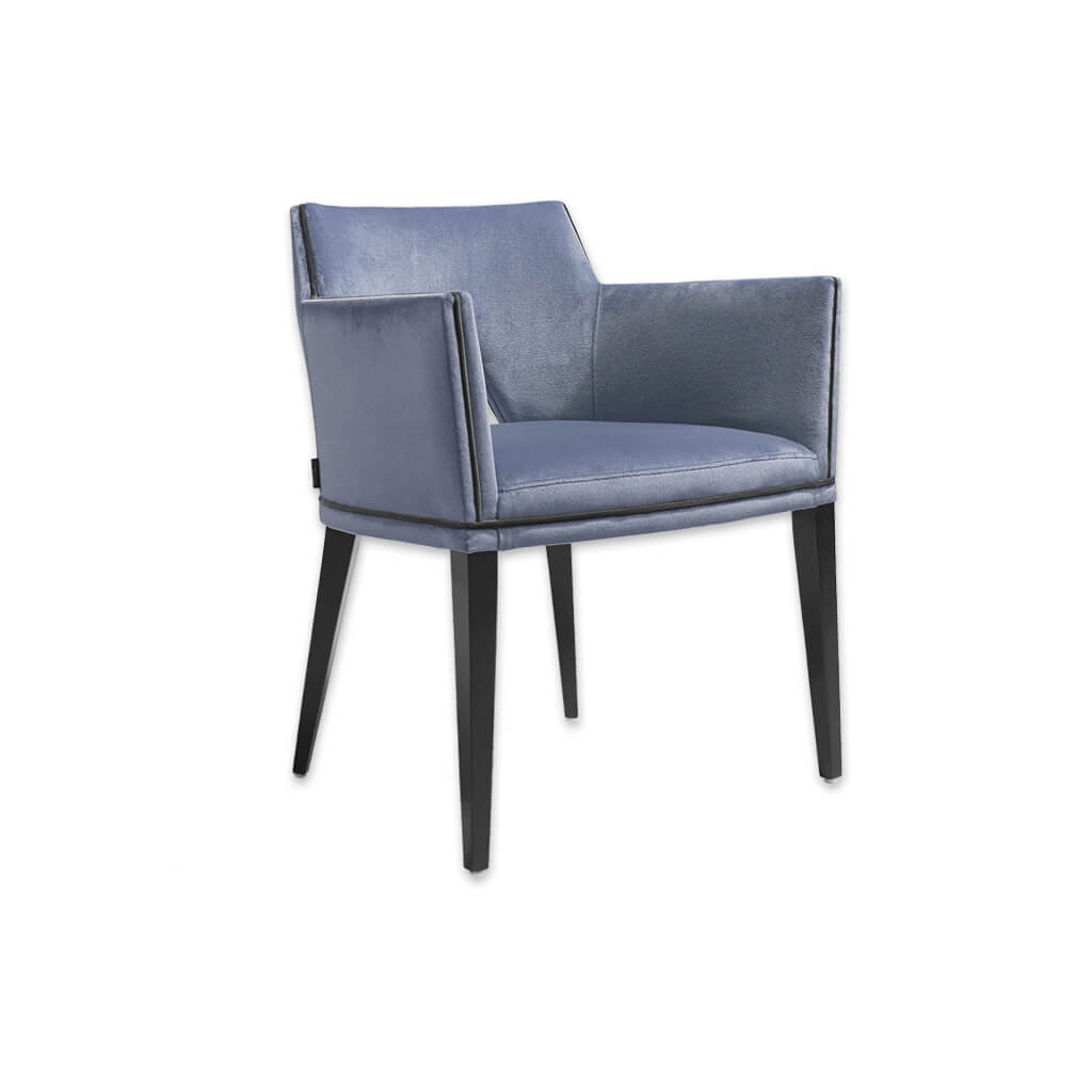 Jade Fully Upholstered Blue Velvet Tub Chair With Angular Design and Cutout Backrest- Designers Image
