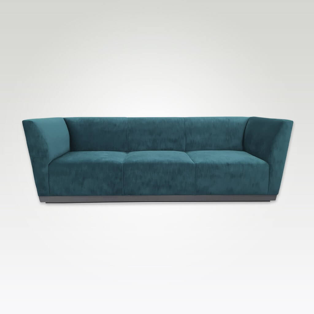 Jodi trendy Turquoise 3 seater sofa bed with splayed arm rests and deep seat cushions