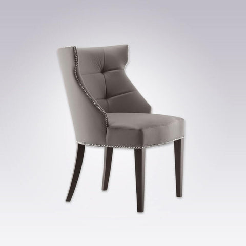 Joule  Fully Upholstered Light Grey Armchair with Curved Back and Deep Button Detail