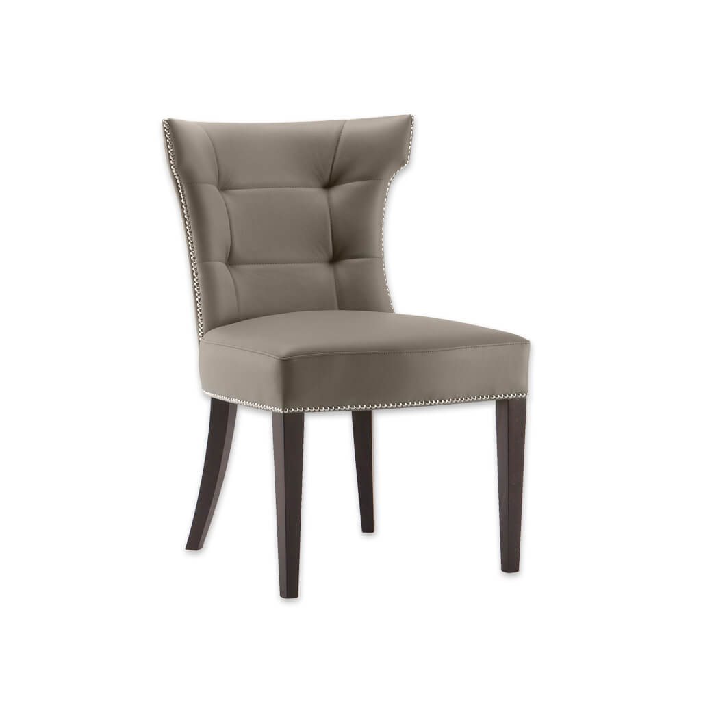 Joule Tan Leather Dining Chair Taupe Hammer Backrest Design Curved Back Legs with Deep Button Panel and Edge Stud Detailing 3026 RC1 - Designers image