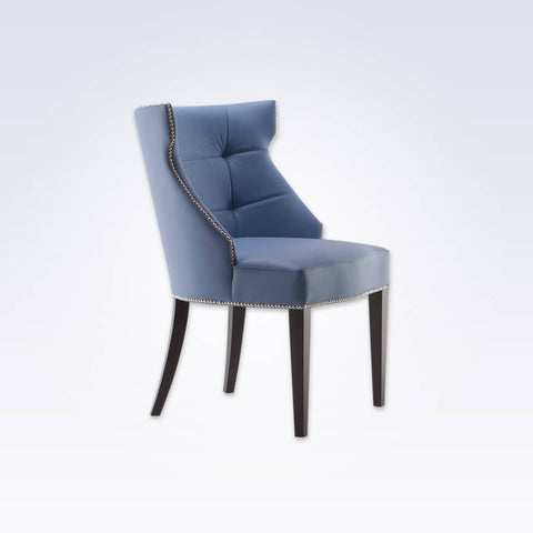 Joule Upholstered  Blue Leather Tub Chair With Deep Buttoned Backrest and Studded Edging 