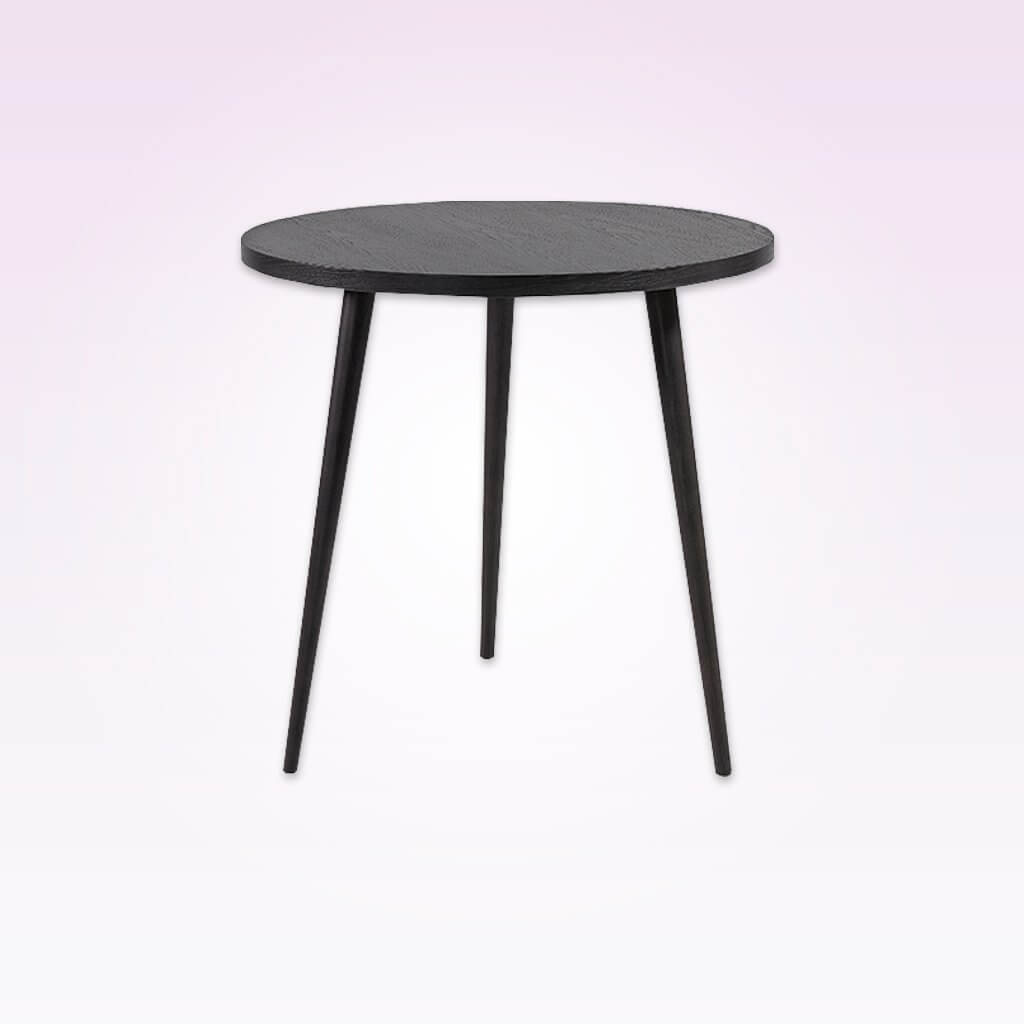 Kibi circle dining table with three conical legs and round top