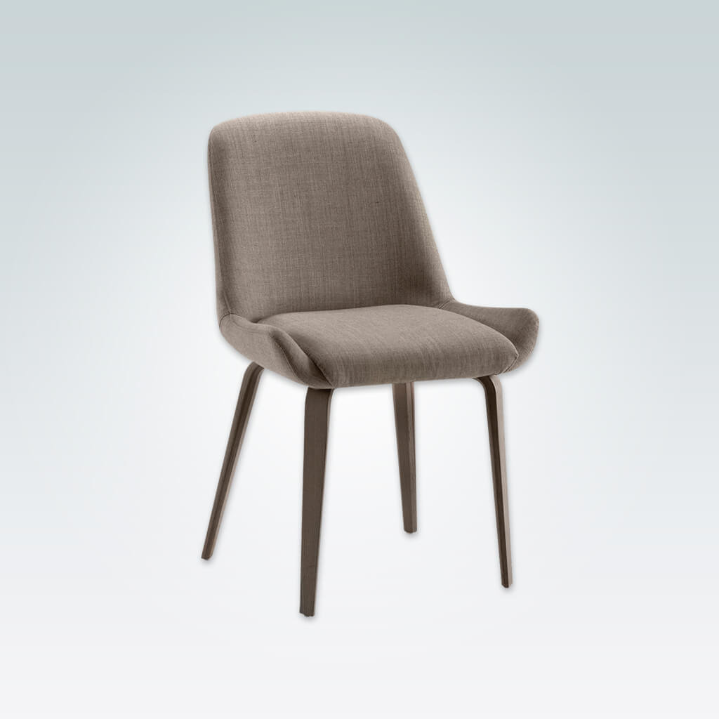  Kivi Scandinavian Brown Upholstered Dining Chair with Open Wing and Sloping Back Frame 3042 RC1