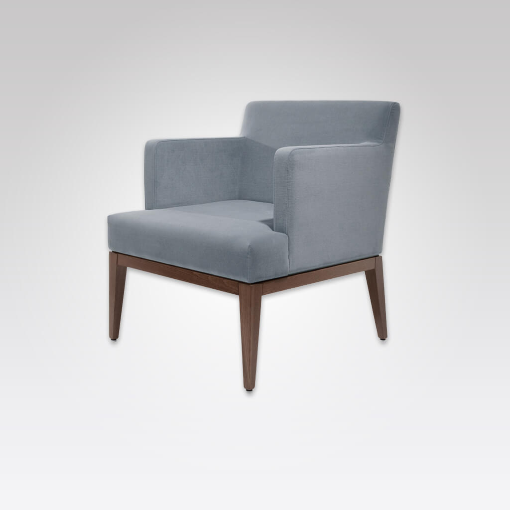 Libera Upholstered Light Blue Lounge Chair with Deep Seat Pad and Inset Arm - Designers Image