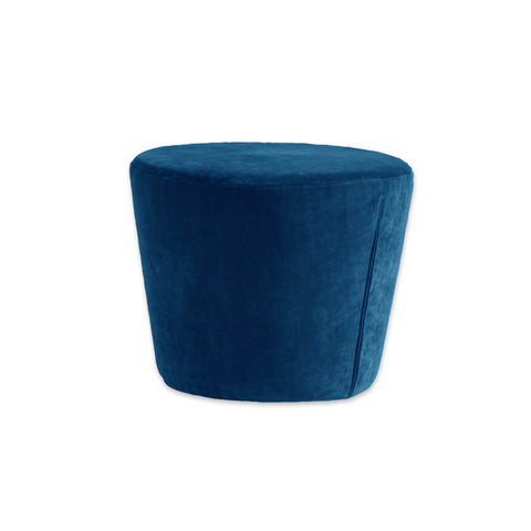 Lola blue round ottoman fully upholstered and padded