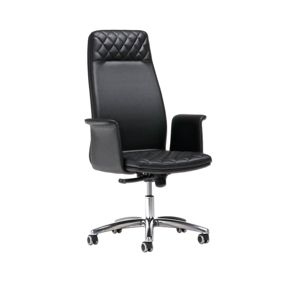 Lucas Upholstered Black Swivel Desk Chair with High Backrest - Designers Image