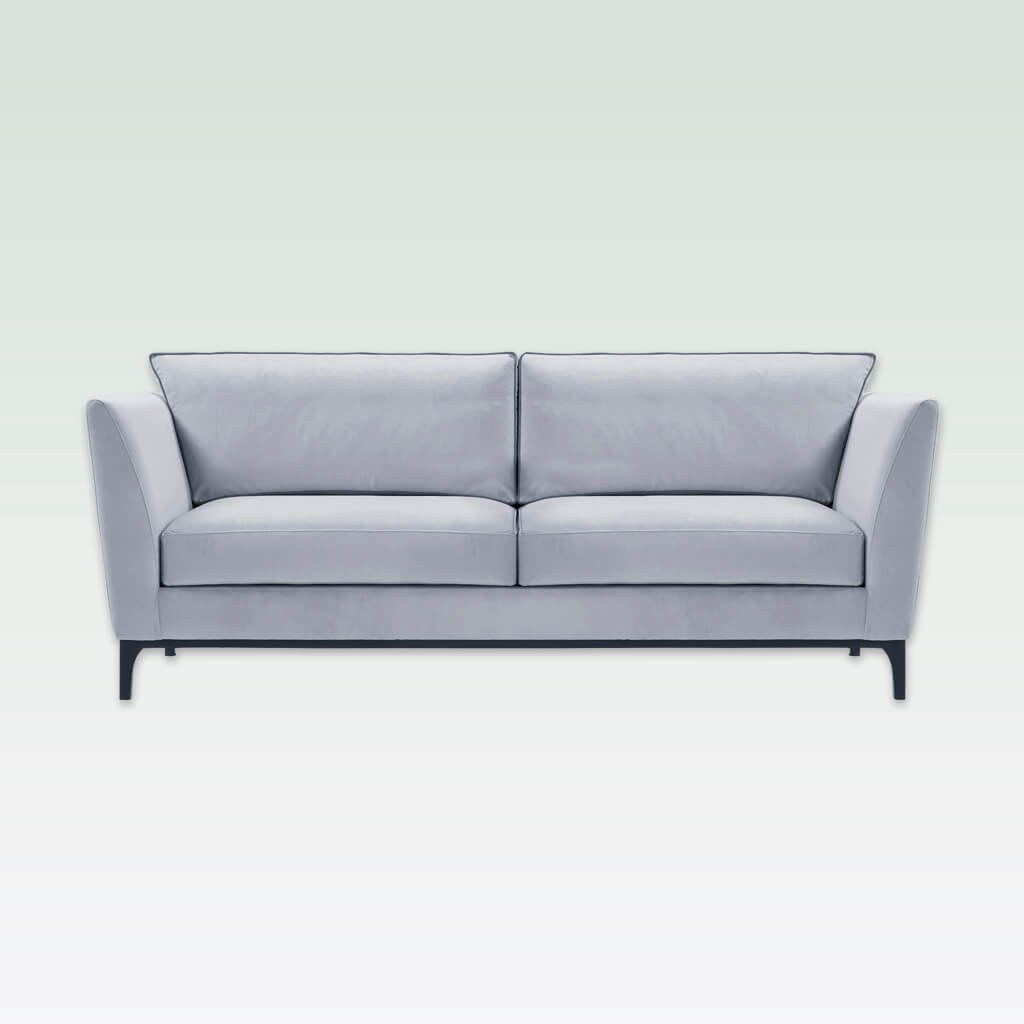 Grimaud light grey two seater sofa with deep padded cushions and tapered legs