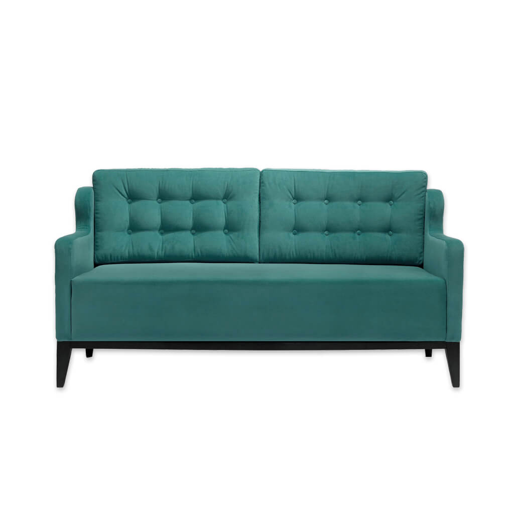 Lydia modern green sofa with angular arms, deep seat cushioning and buttoning to the backrest  - Designers Image