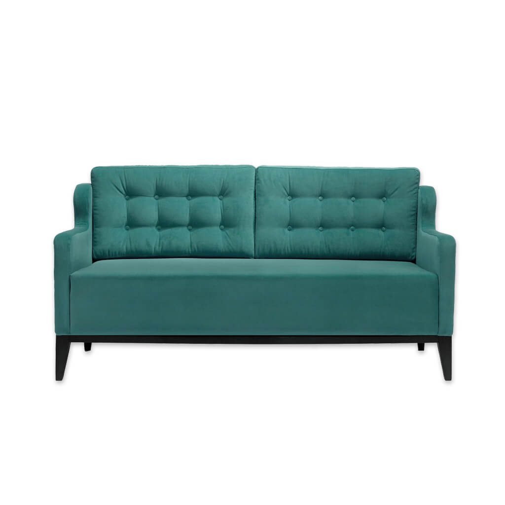 Lydia modern green sofa with angular arms, deep seat cushioning and buttoning to the backrest - Designers Image