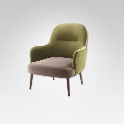 Matisse Fully Upholstered Green Armchair with Outer Quilting and Padded Seat