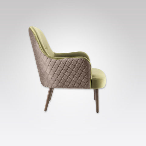 Matisse Fully Upholstered Green Armchair with Outer Quilting and Padded Seat