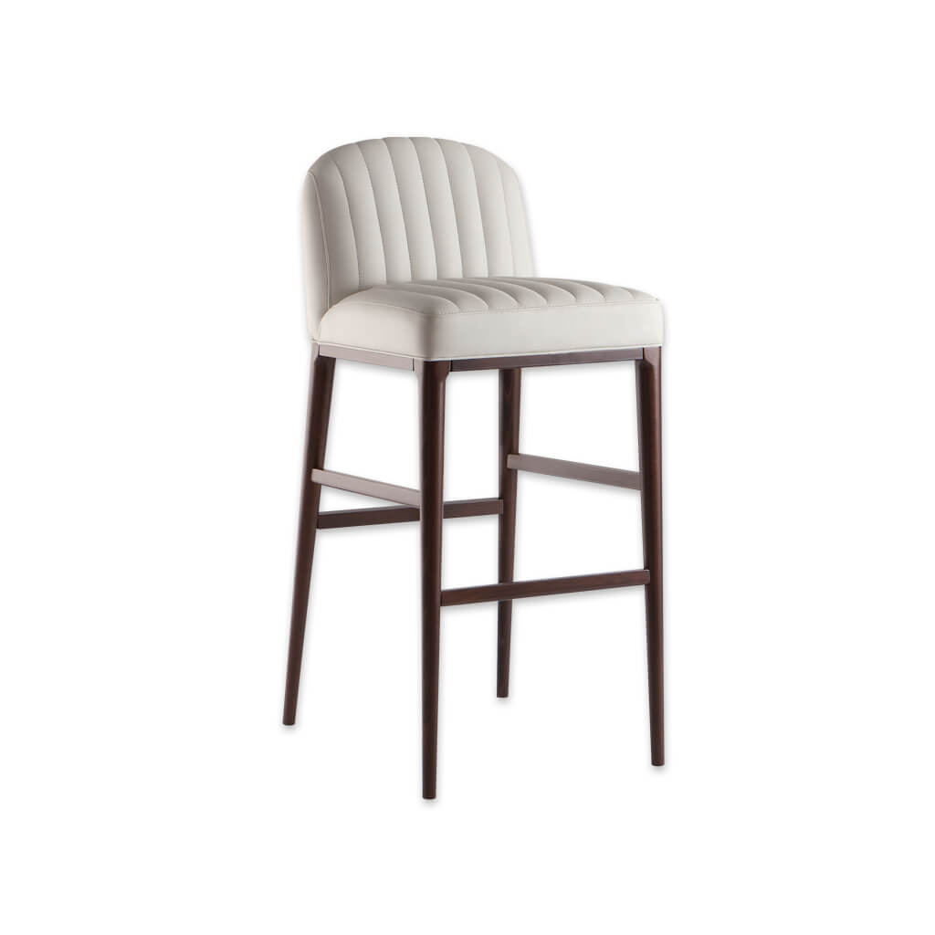 Miami white bar stools with decorative stitching to the seat and back and slim timber legs  - Designers Image
