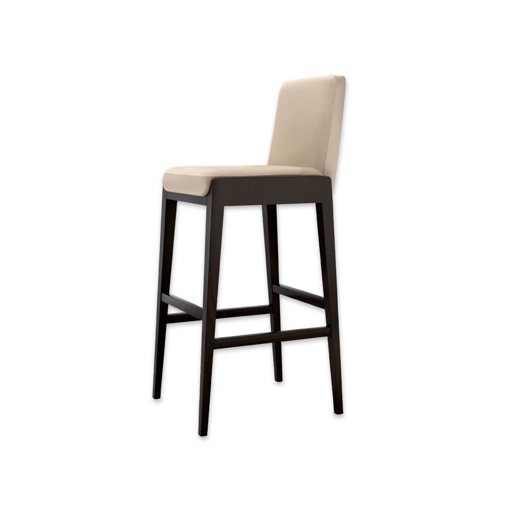 Mika cream bar chairs with padded seat and back and dark wood plinth and legs  - Designers Image