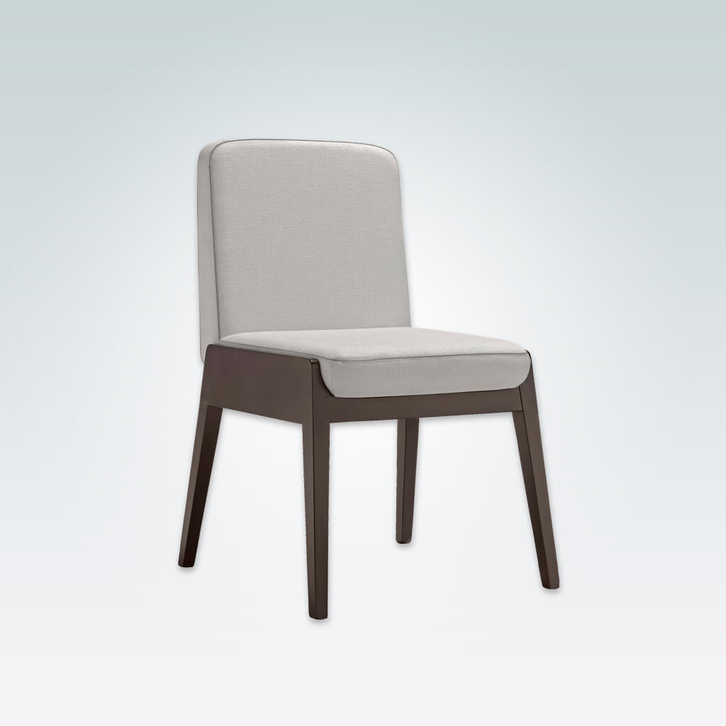 Mika Cream Leather Dining Chair with Show Wood Edging Detail and Upholstered Seat