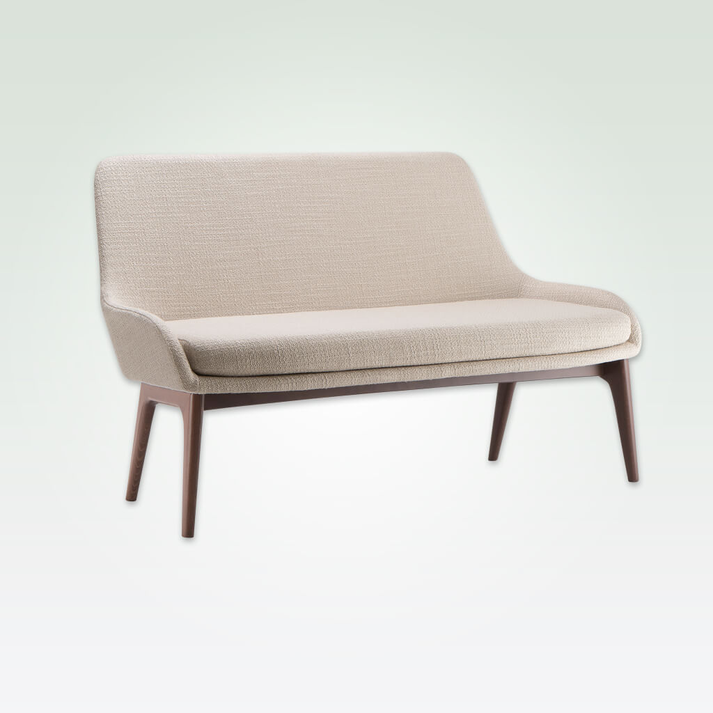 Moira modern cream sofa with low arms and tall tapered legs 