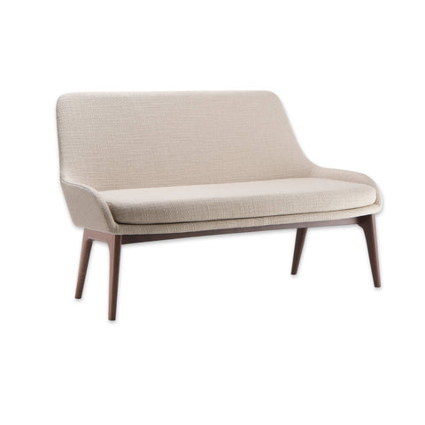 Moira modern cream sofa with low arms and tall tapered legs 