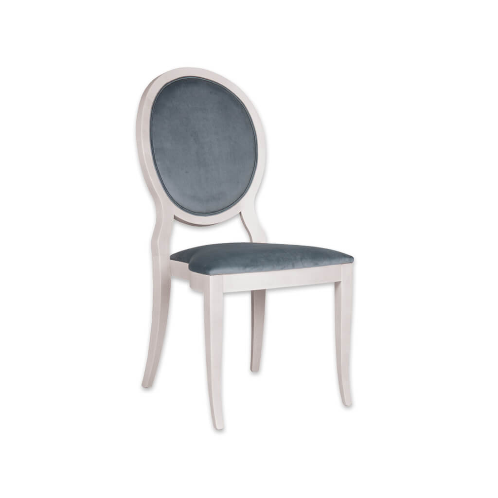 Myra Round Back blue Upholstered Chair with white Frame - Designers Image