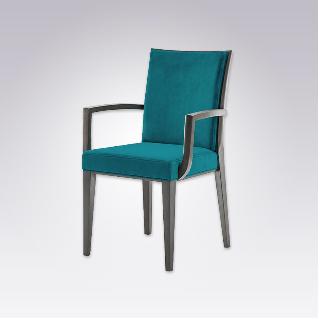 Newport teal Restaurant Armchair with dark timber frame