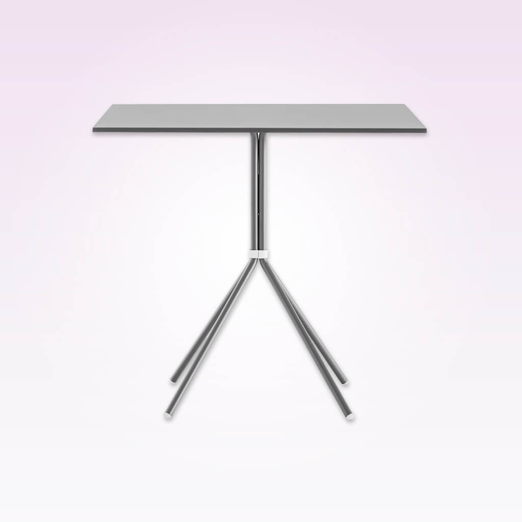 Nolita metallic dining table with tubular steel legs and square top