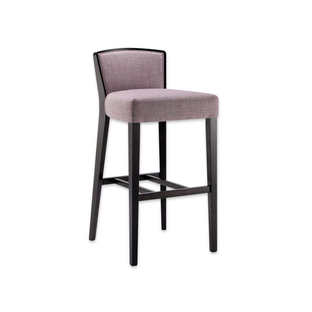 Octavia lilac bar stool with show wood trim to the back rest and splayed rear legs - Designers Image